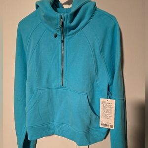 NWT M/L OS Scuba half zip hoodie - electric turquoise - Lululemon